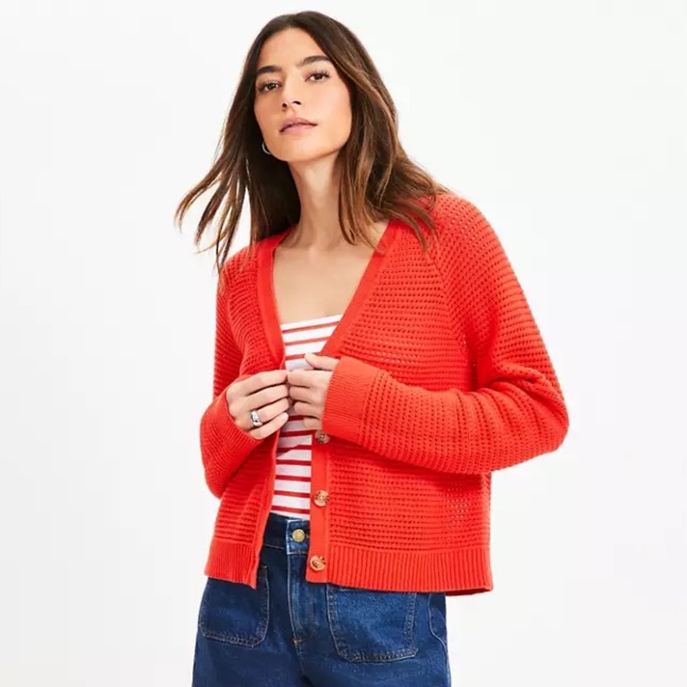 LOFT Stitchy V-Neck Cardigan